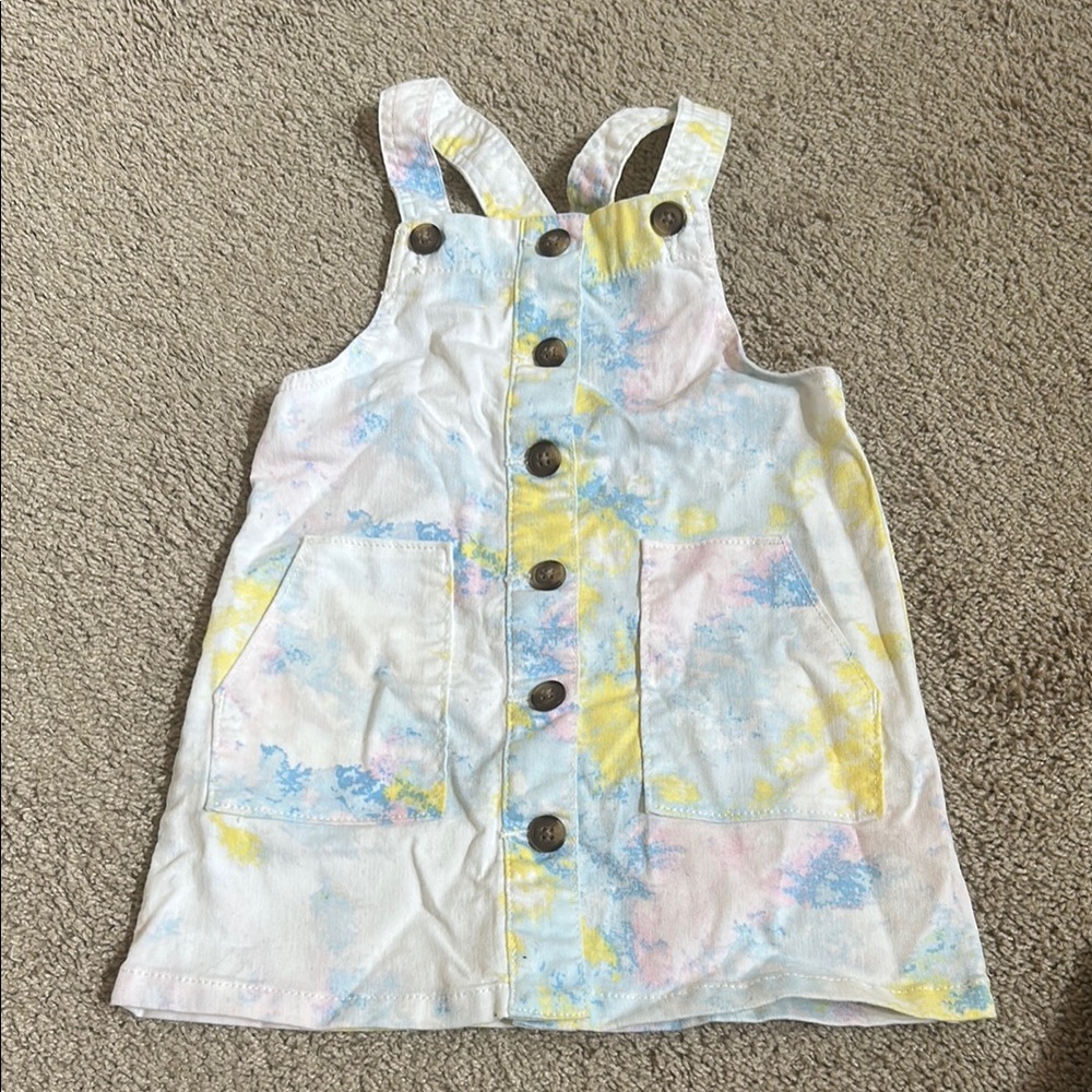 Wonder Nation Yellow, Pink and Blue Overalls